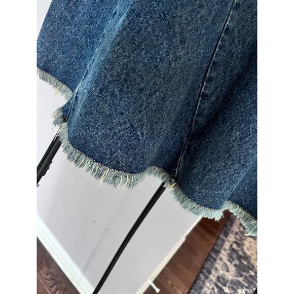 Y2K Nautica Denim Jean Faded Raw Hem Fringe  Skirt Size 6 - Picture 5 of 5